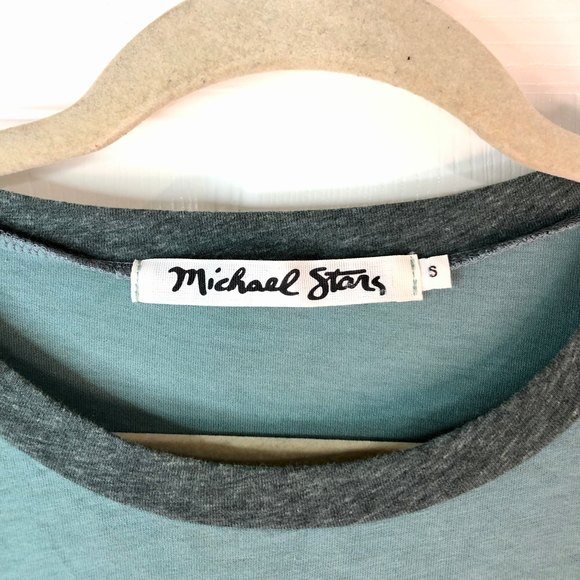 Michael Stars Dress Short Sleeve Size Small Green/Blue Tone Crew Neck - Picture 3 of 4